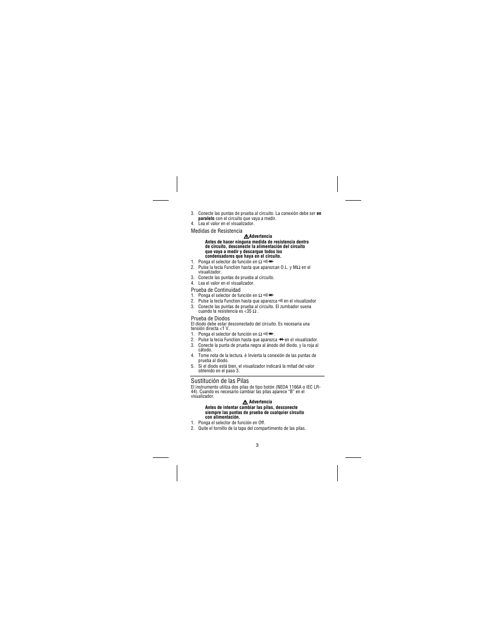 Sustitución de las pilas | Amprobe DM78B Digital-Multimeter User Manual | Page 23 / 35