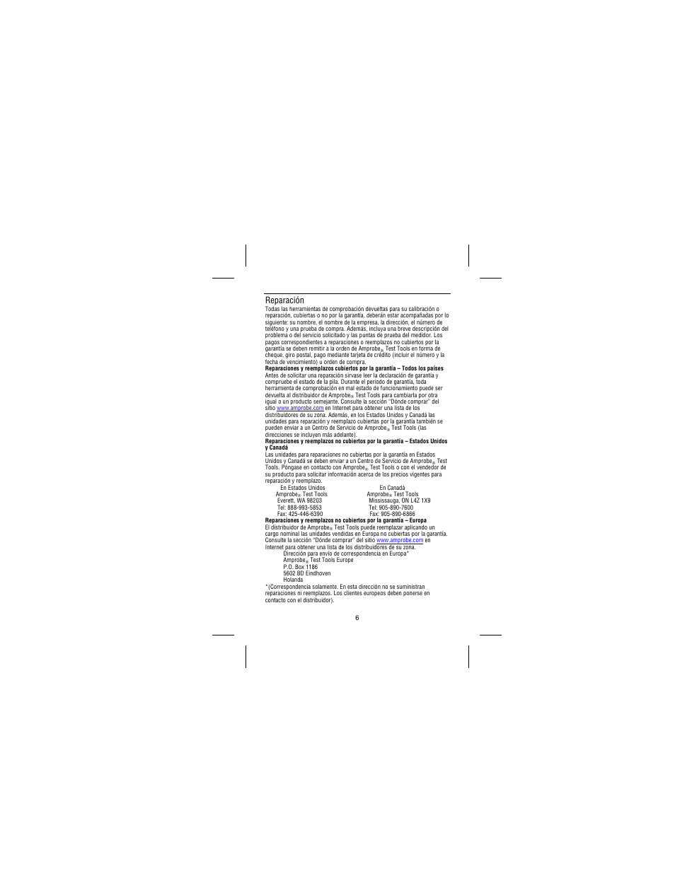 Reparación | Amprobe DM78B Digital-Multimeter User Manual | Page 26 / 35