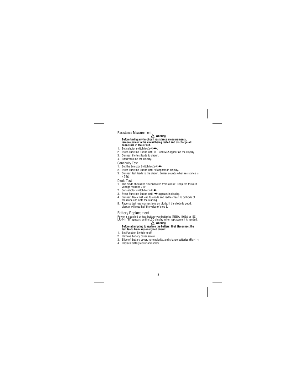 Battery replacement | Amprobe DM78B Digital-Multimeter User Manual | Page 7 / 35