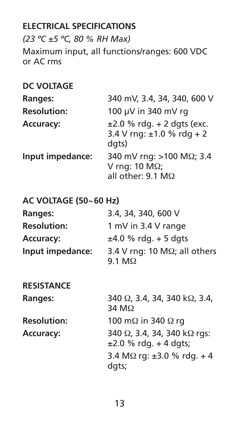 Amprobe DM78C Digital-Pocket-Multimeter User Manual | Page 14 / 95