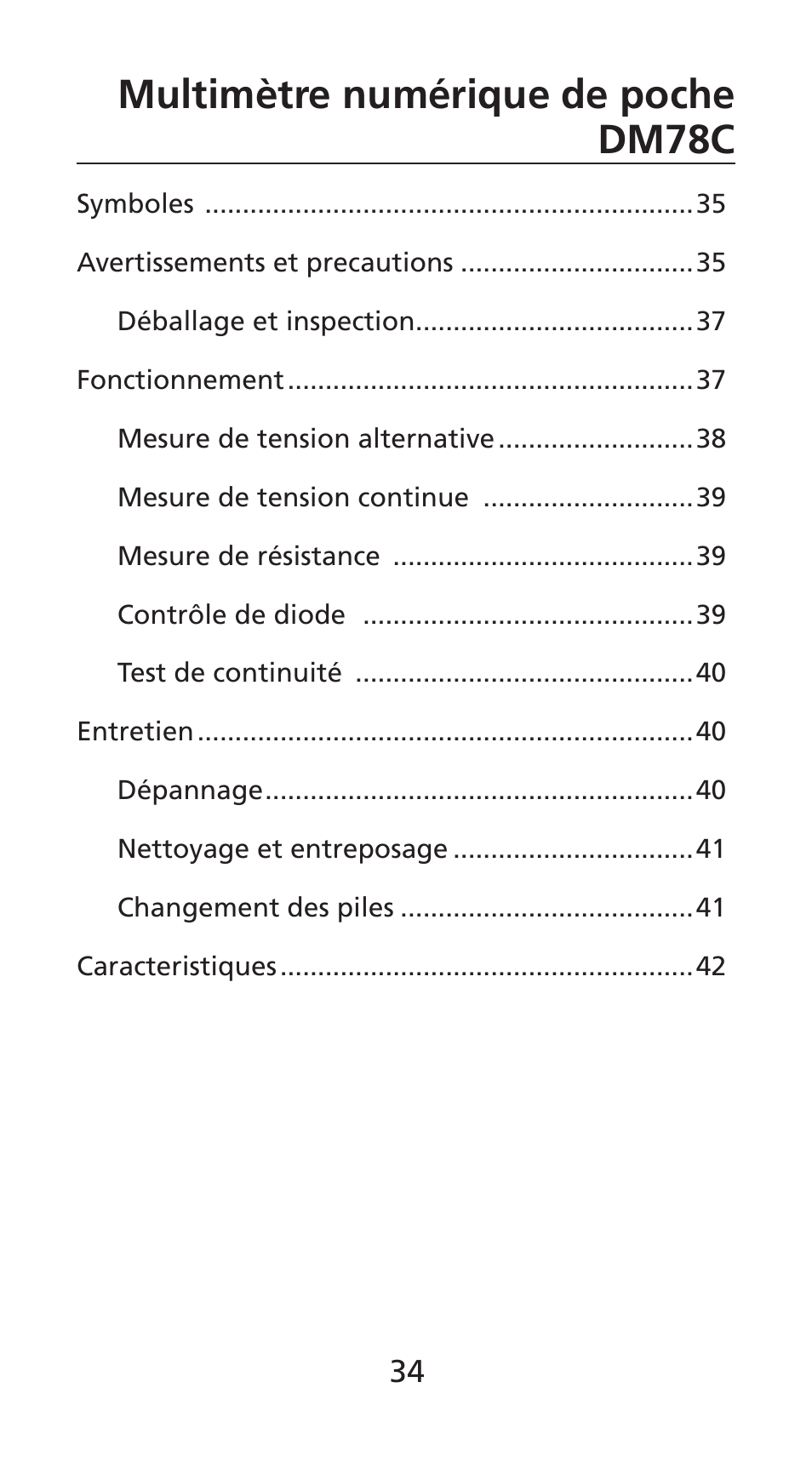 Multimètre numérique de poche dm78c | Amprobe DM78C Digital-Pocket-Multimeter User Manual | Page 35 / 95