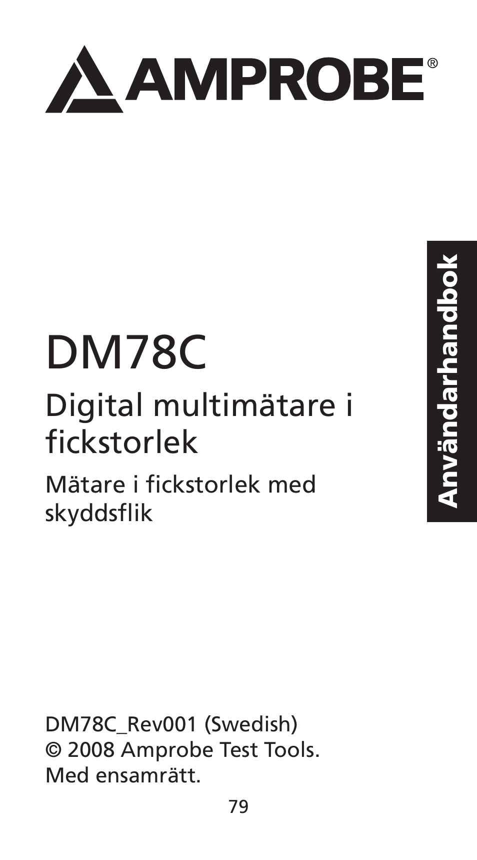 Dm78c, Digital multimätare i fickstorlek | Amprobe DM78C Digital-Pocket-Multimeter User Manual | Page 80 / 95