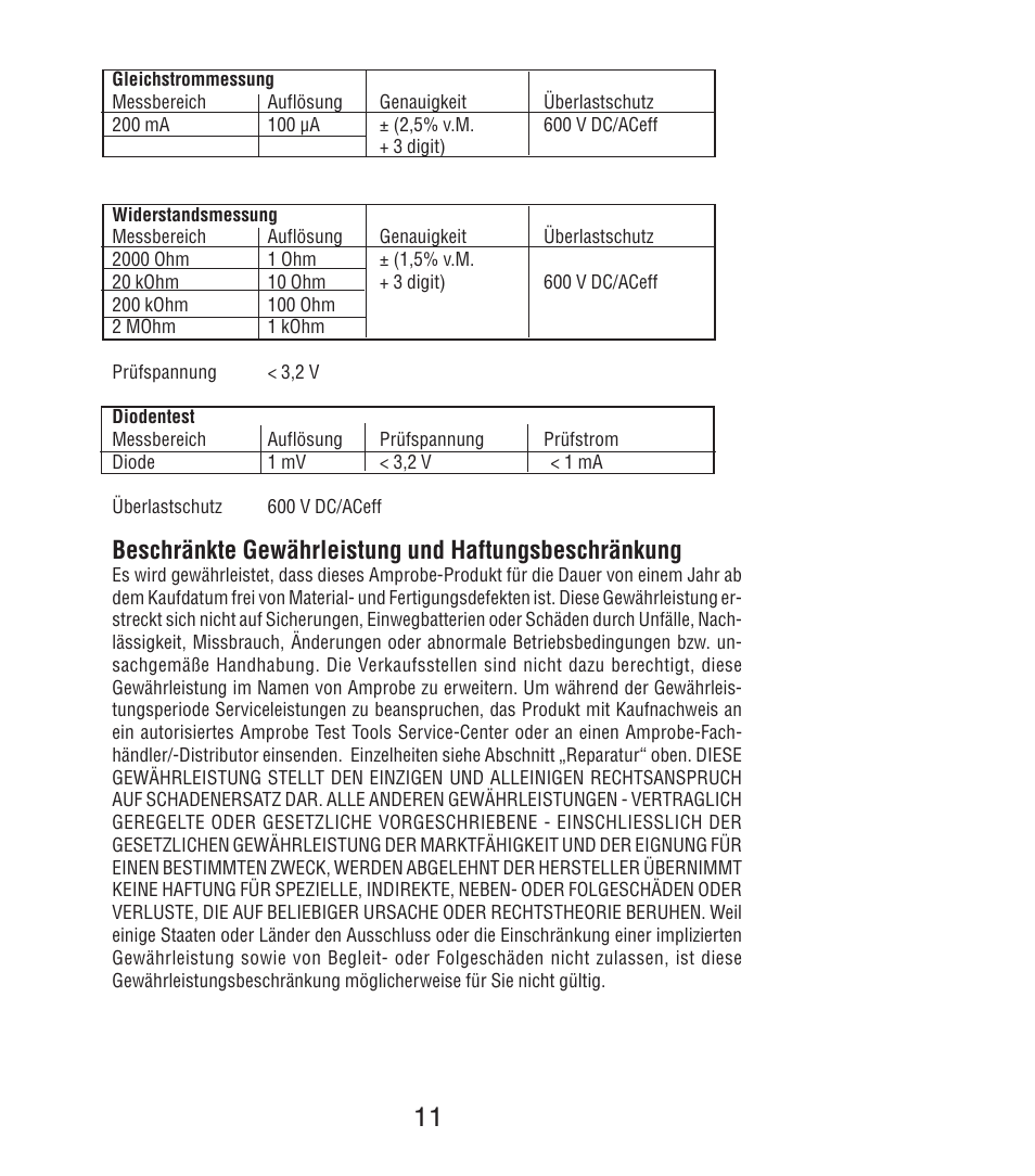 Amprobe DM7C Digital-Multimeter User Manual | Page 25 / 76