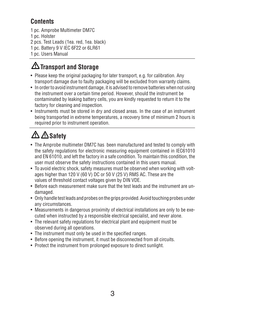 Amprobe DM7C Digital-Multimeter User Manual | Page 5 / 76