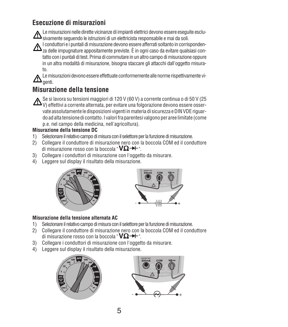 Esecuzione di misurazioni, Misurazione della tensione | Amprobe DM7C Digital-Multimeter User Manual | Page 55 / 76