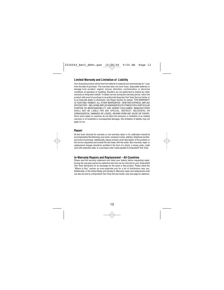 Amprobe DM9C Digital-Multimeter User Manual | Page 15 / 88