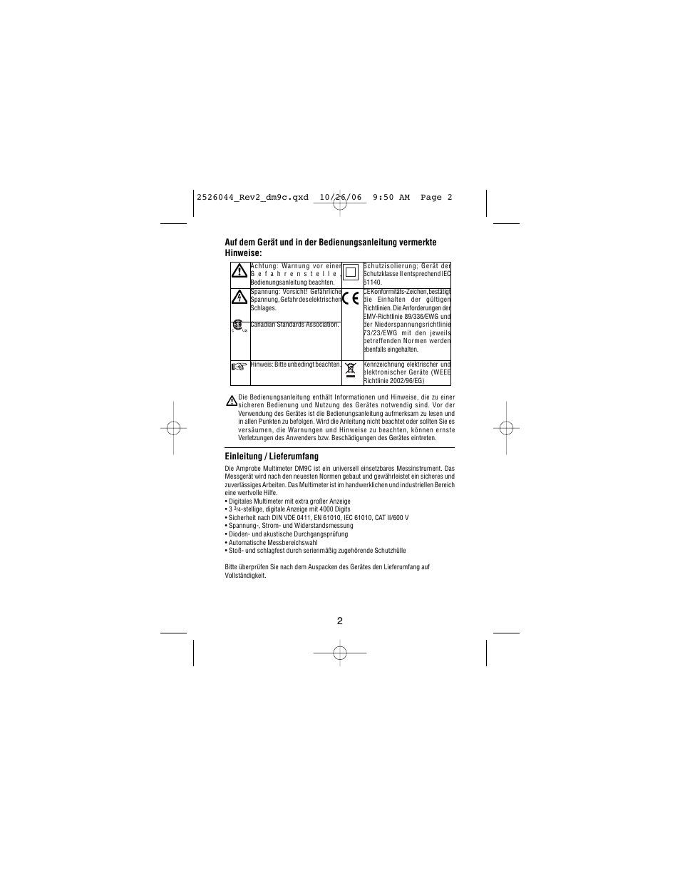 Amprobe DM9C Digital-Multimeter User Manual | Page 18 / 88