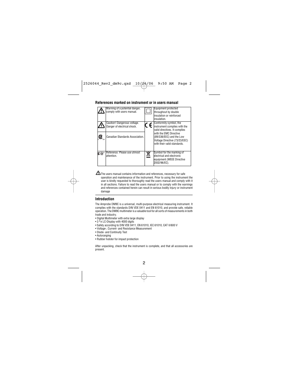 Amprobe DM9C Digital-Multimeter User Manual | Page 4 / 88