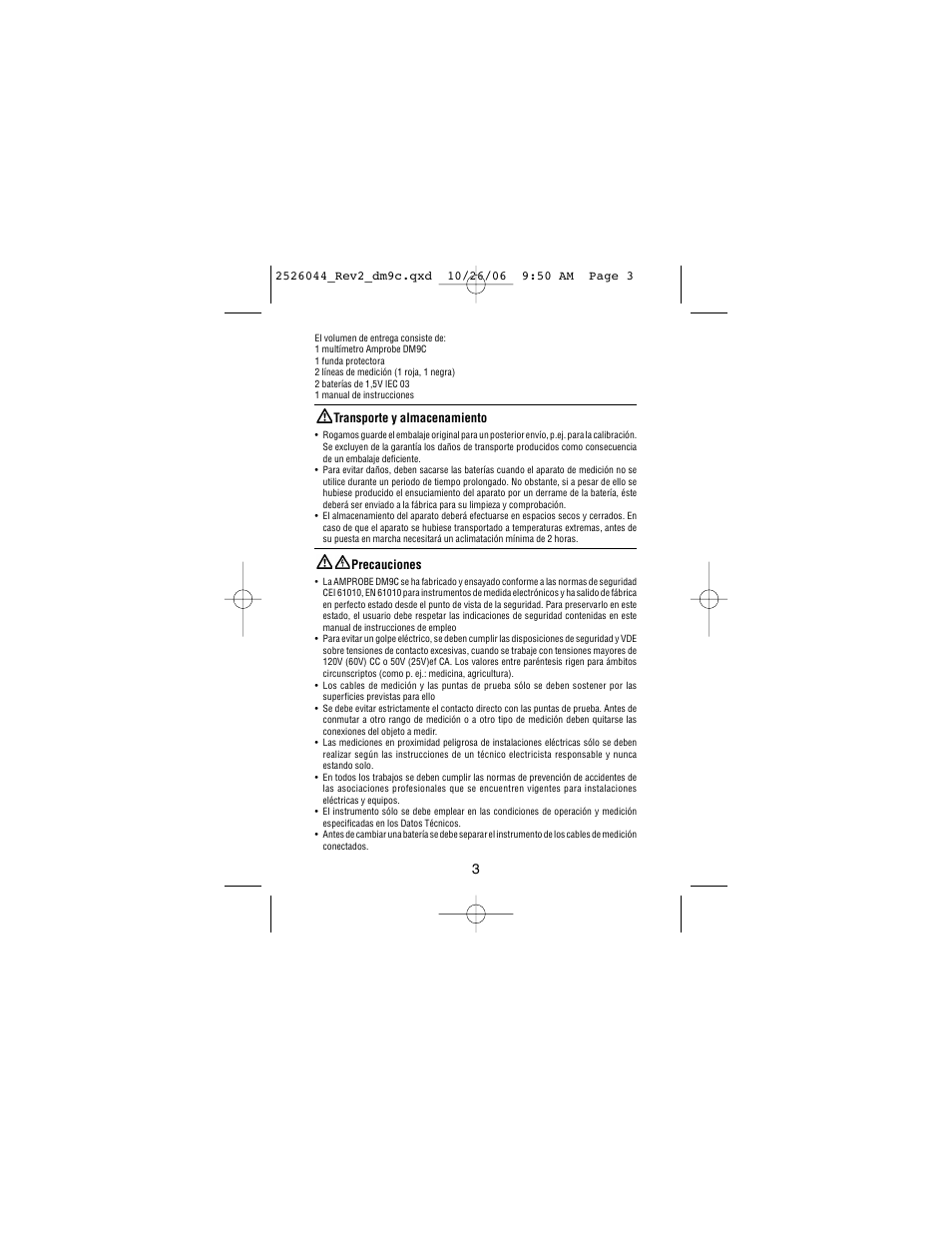 Amprobe DM9C Digital-Multimeter User Manual | Page 47 / 88