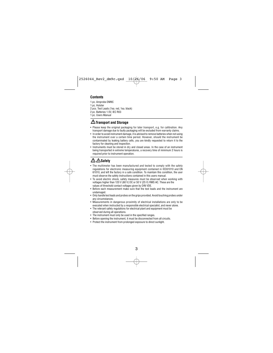 Amprobe DM9C Digital-Multimeter User Manual | Page 5 / 88