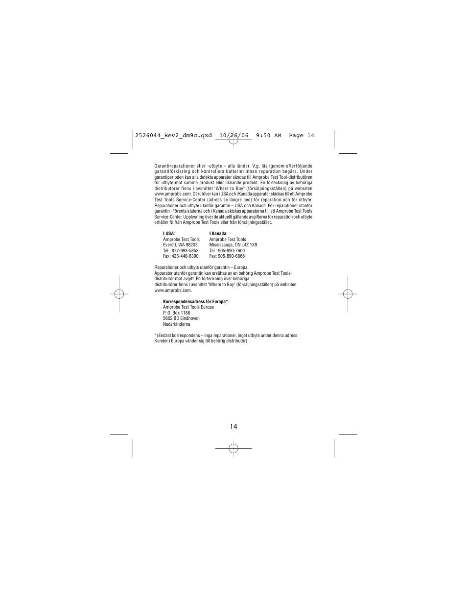 Amprobe DM9C Digital-Multimeter User Manual | Page 86 / 88