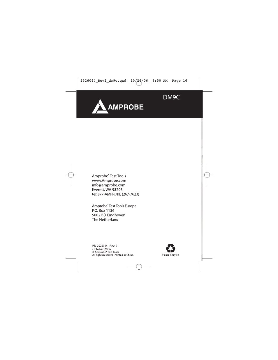 Amprobe DM9C Digital-Multimeter User Manual | Page 88 / 88