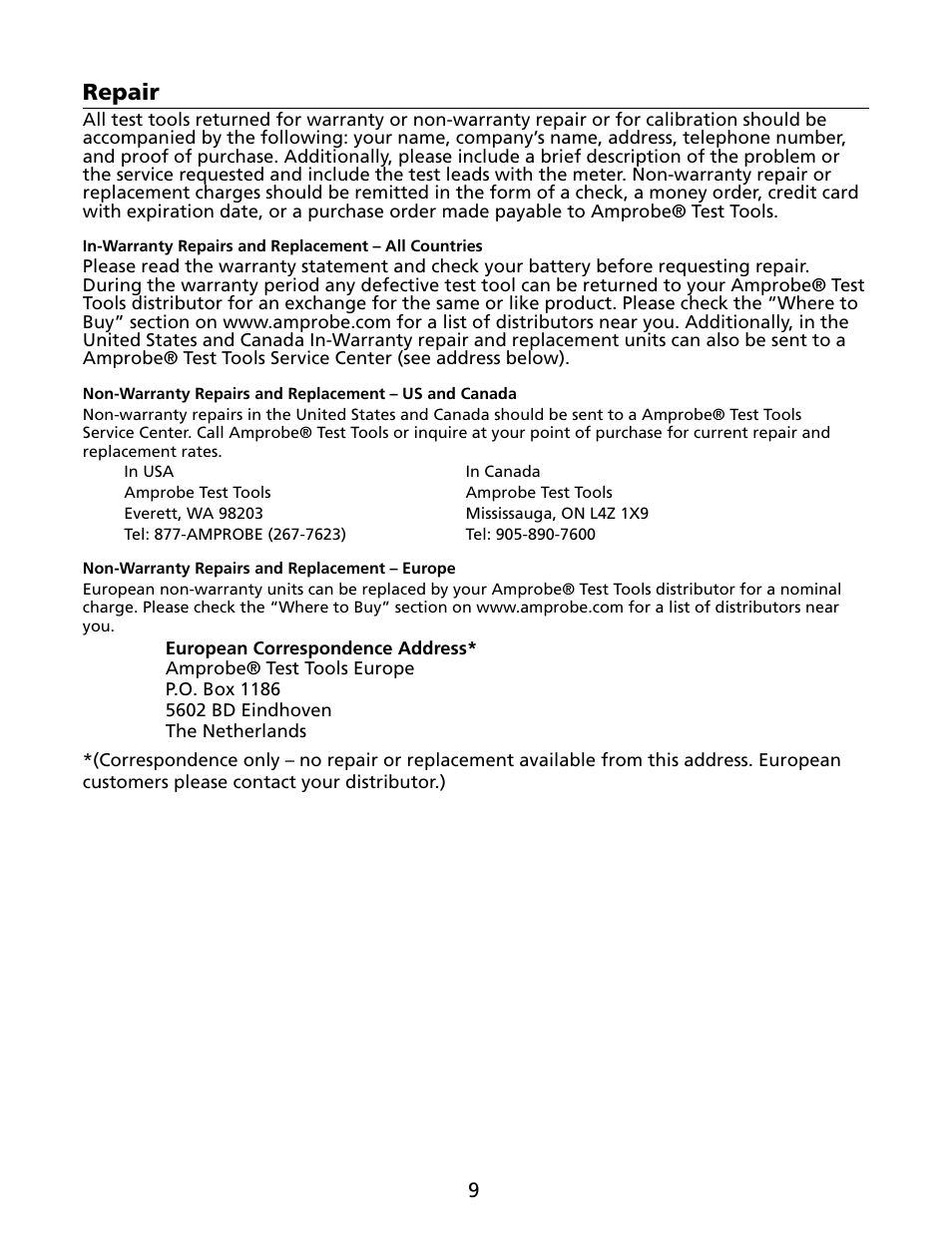 Repair | Amprobe HD110C Digital-Multimeter User Manual | Page 15 / 90