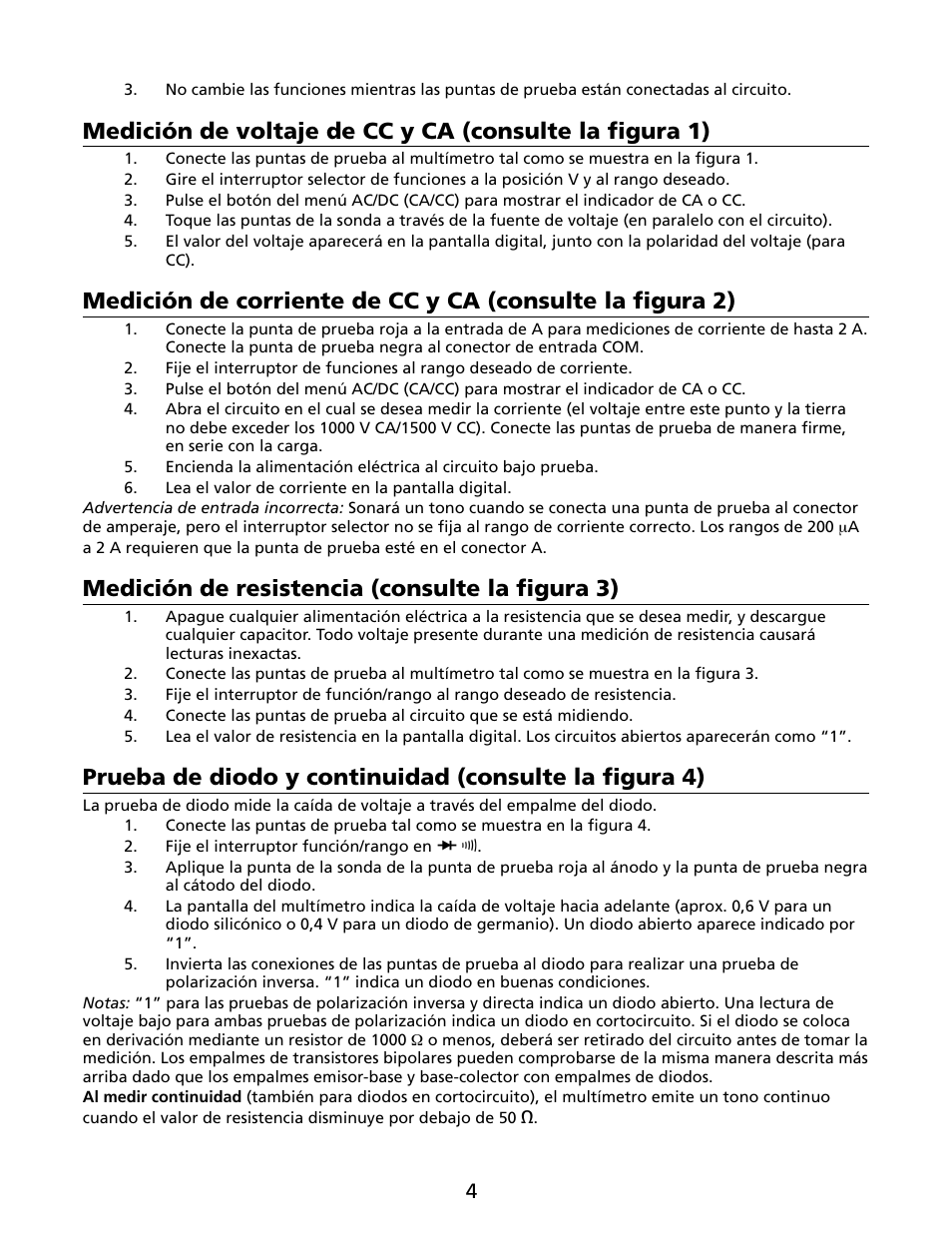 Medición de resistencia (consulte la figura 3) | Amprobe HD110C Digital-Multimeter User Manual | Page 66 / 90