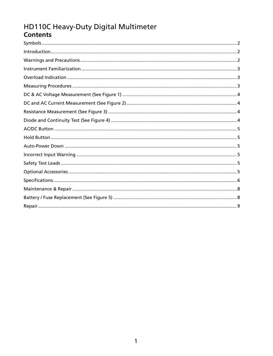 Amprobe HD110C Digital-Multimeter User Manual | Page 7 / 90