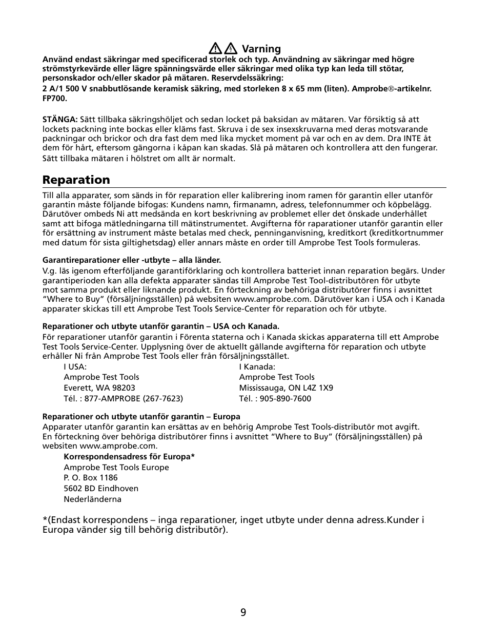 Reparation | Amprobe HD110C Digital-Multimeter User Manual | Page 85 / 90