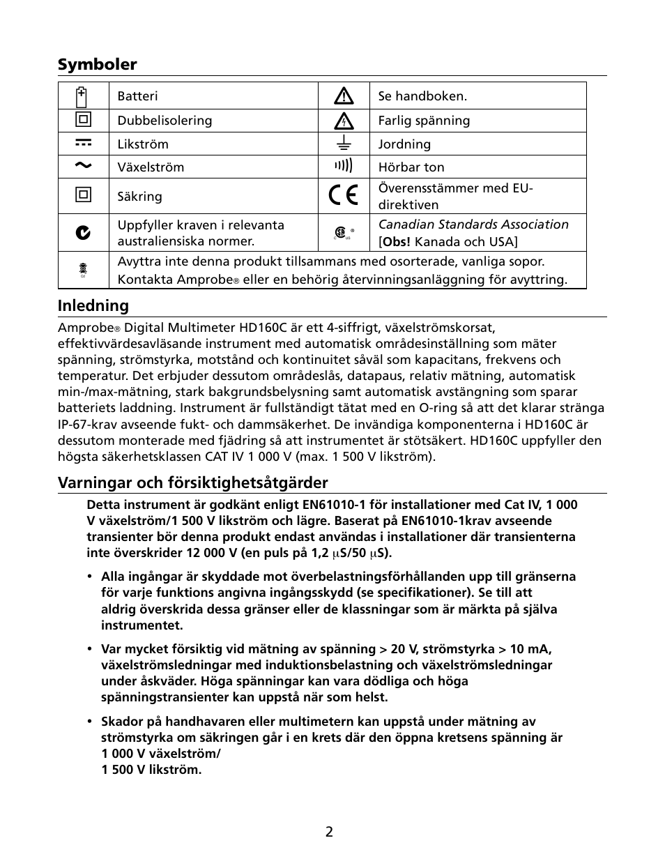 Amprobe HD160C Digital-Multimeter User Manual | Page 128 / 148