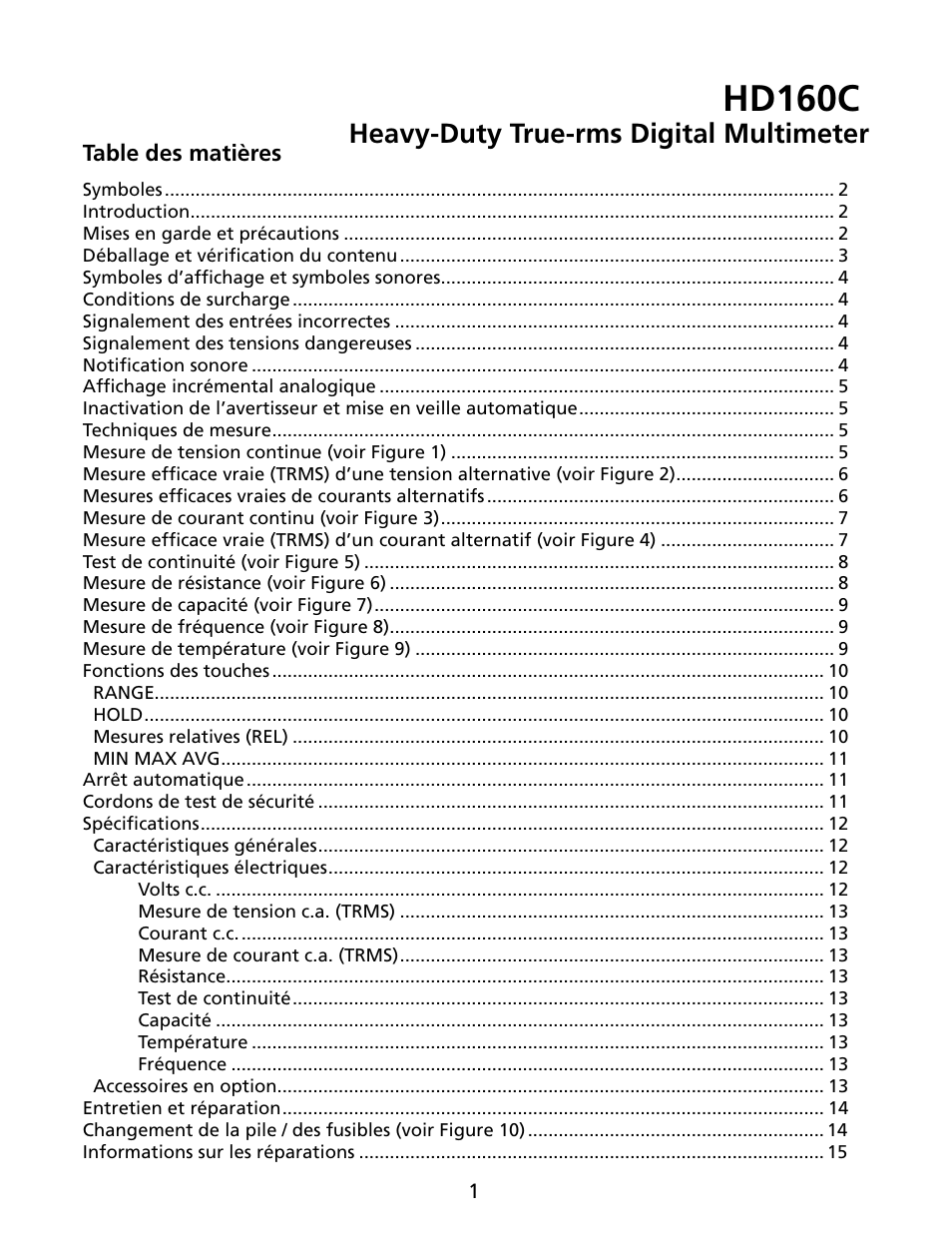 Hd160c, Heavy-duty true-rms digital multimeter | Amprobe HD160C Digital-Multimeter User Manual | Page 31 / 148