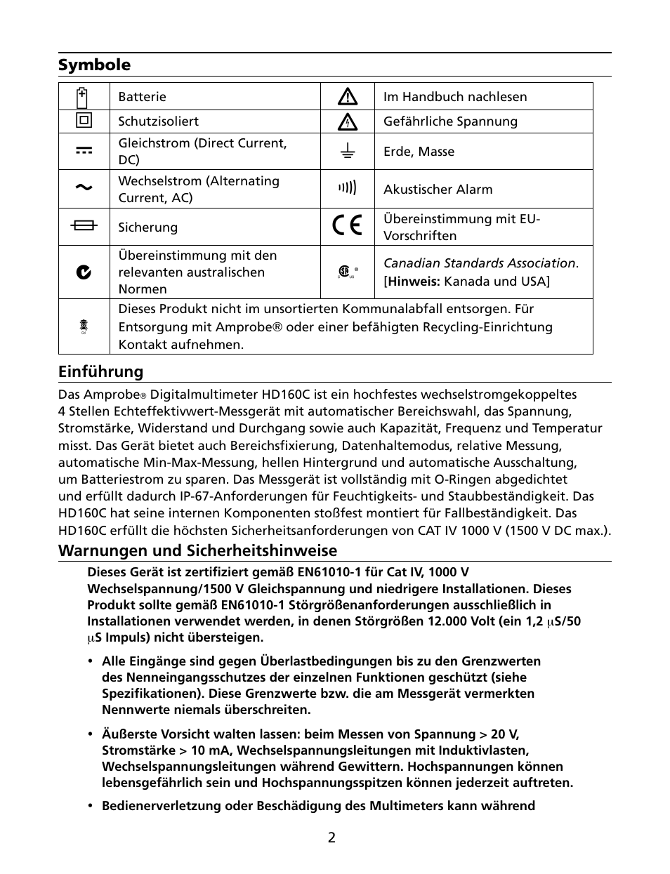 Amprobe HD160C Digital-Multimeter User Manual | Page 56 / 148