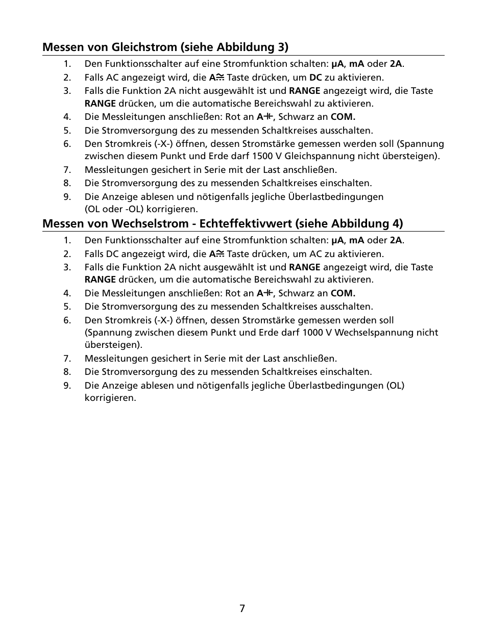 Messen von gleichstrom (siehe abbildung 3) | Amprobe HD160C Digital-Multimeter User Manual | Page 61 / 148