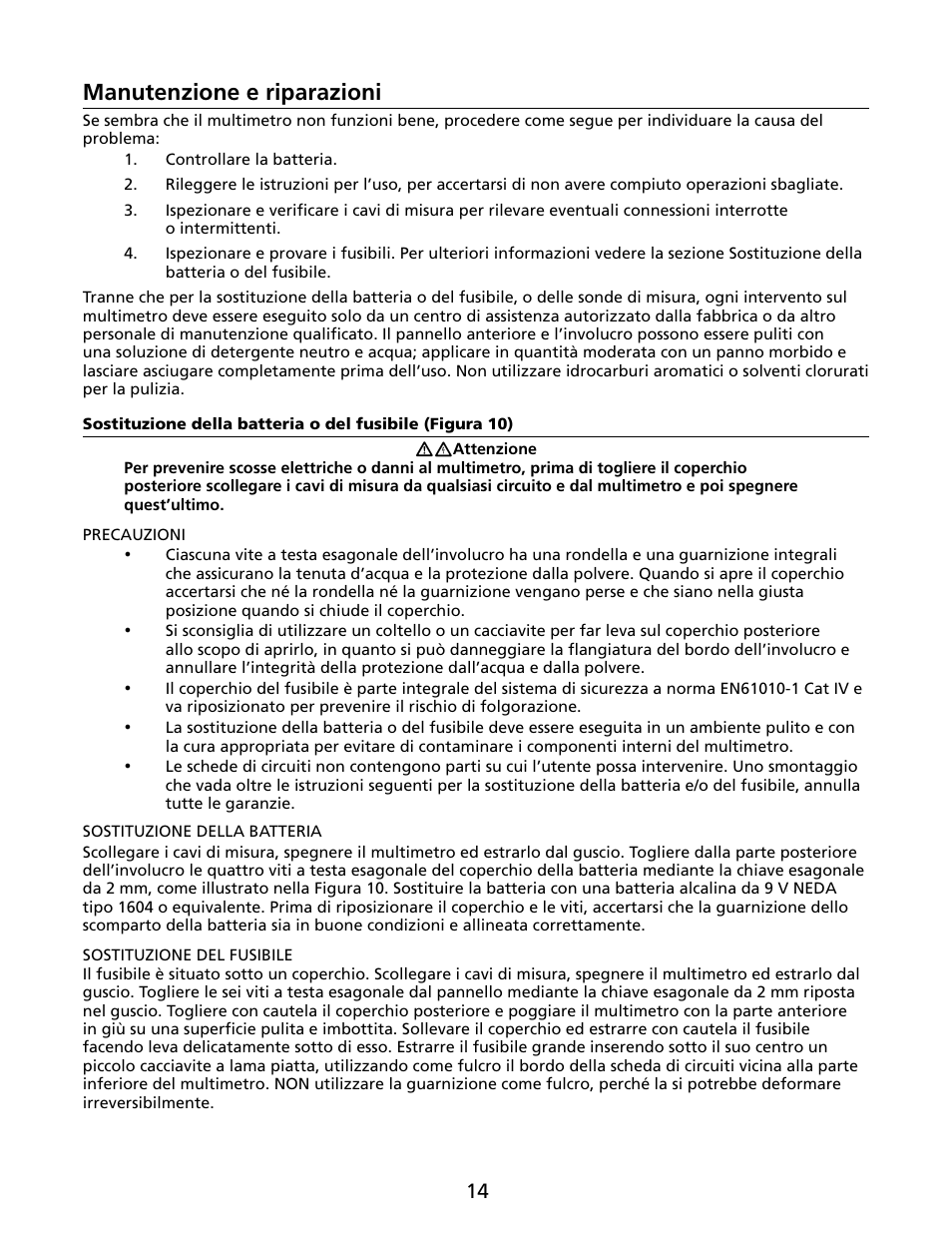 Manutenzione e riparazioni | Amprobe HD160C Digital-Multimeter User Manual | Page 92 / 148