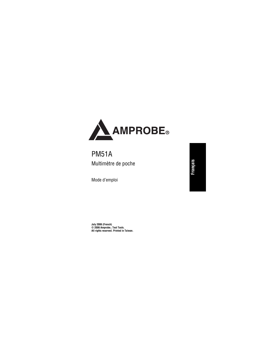 Pm51a, Multimètre de poche | Amprobe PM51A Pocket-Multimeter User Manual | Page 15 / 70