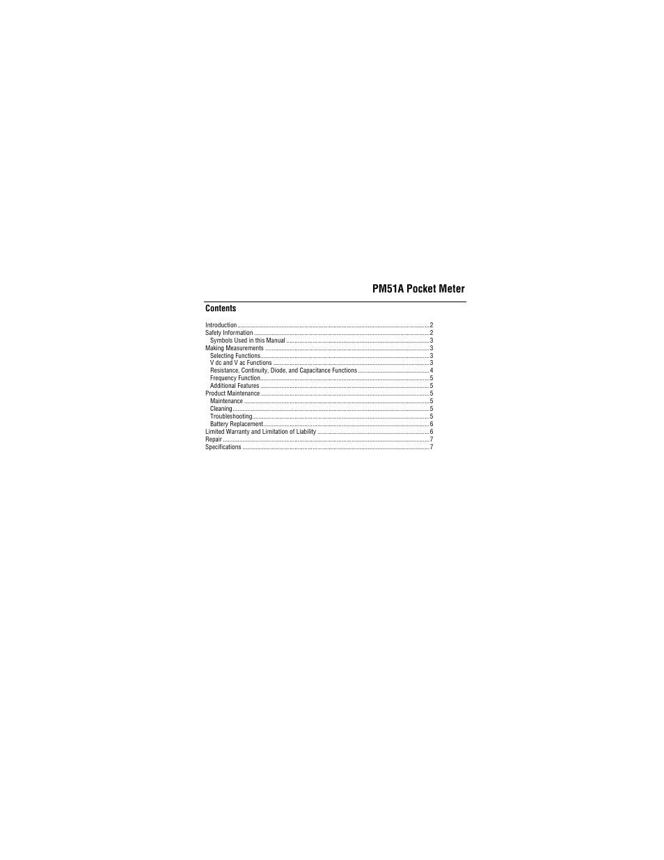 Amprobe PM51A Pocket-Multimeter User Manual | Page 3 / 70