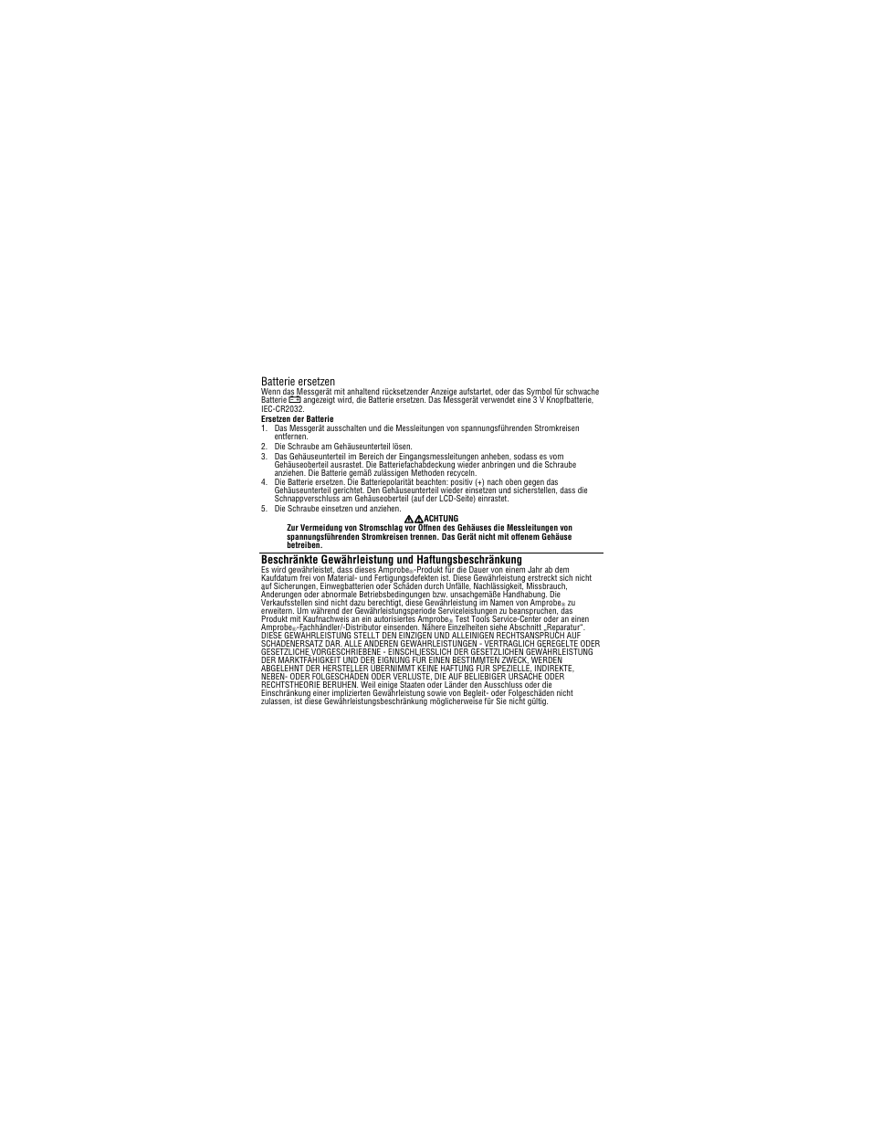Batterie ersetzen | Amprobe PM51A Pocket-Multimeter User Manual | Page 36 / 70