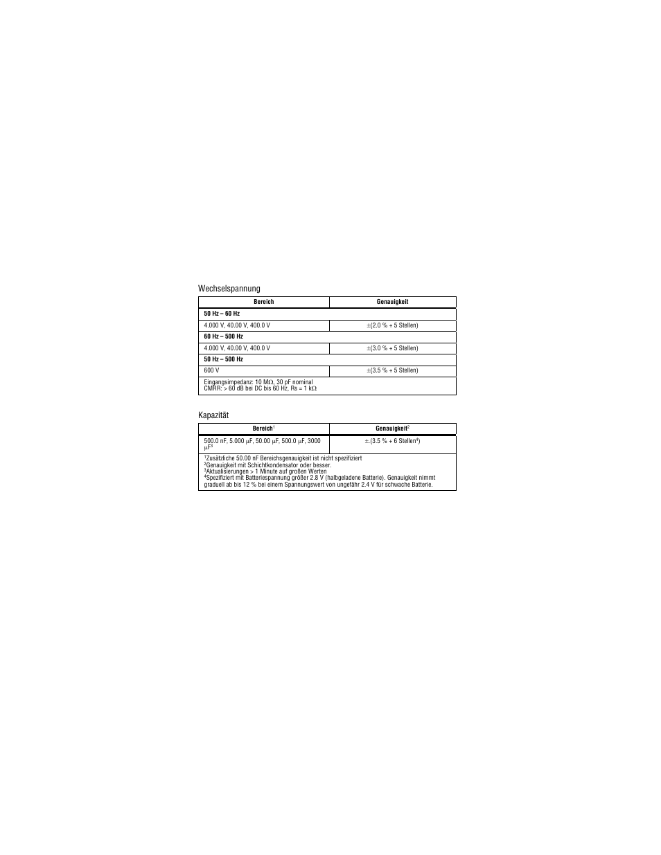 Wechselspannung, Kapazität | Amprobe PM51A Pocket-Multimeter User Manual | Page 40 / 70