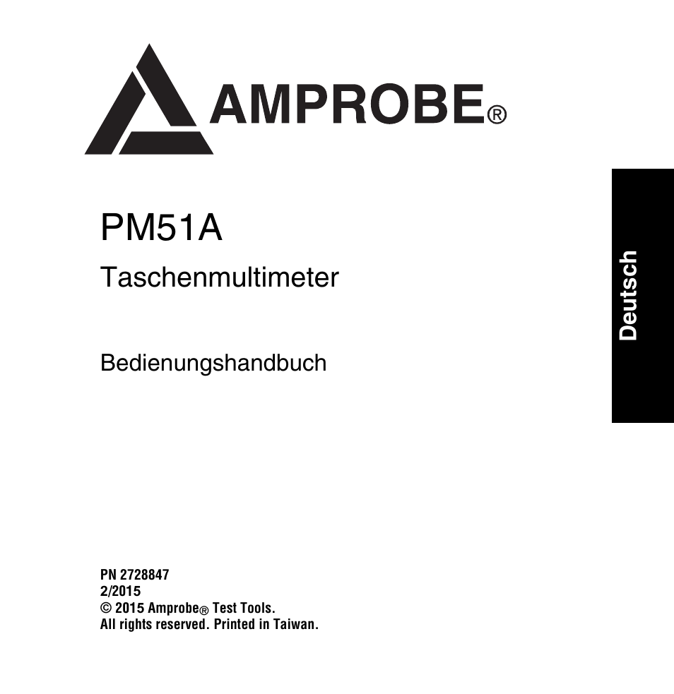 Pm51a, Taschenmultimeter, Bedienungshandbuch | Deu tsc h | Amprobe PM51A User Manual | Page 29 / 70