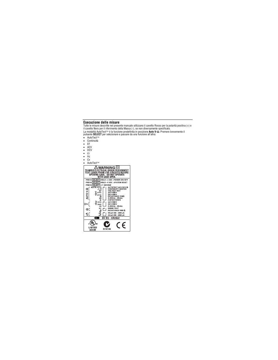 Esecuzione delle misure | Amprobe PM55A Automatic-Precision-Pocket-Meter User Manual | Page 54 / 80