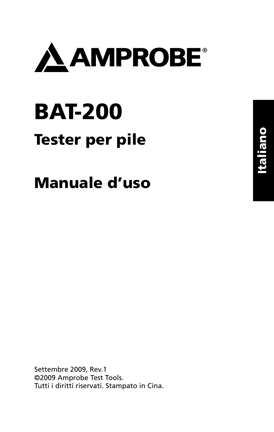 Bat-200, Tester per pile manuale d’uso | Amprobe BAT-200 Battery-Tester User Manual | Page 27 / 44