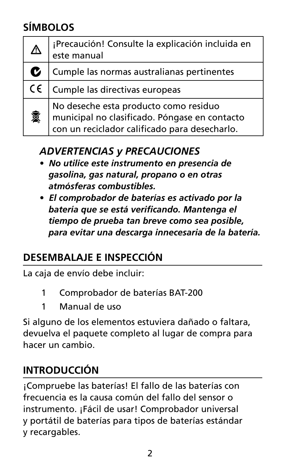 Amprobe BAT-200 Battery-Tester User Manual | Page 40 / 44