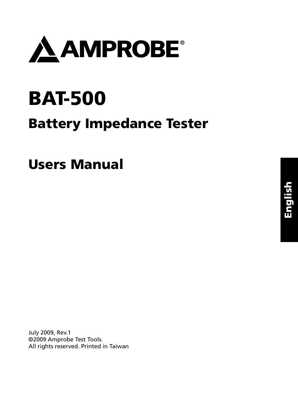 Bat-500, Battery impedance tester users manual | Amprobe BAT-500 Battery-Impedance-Tester User Manual | Page 2 / 29