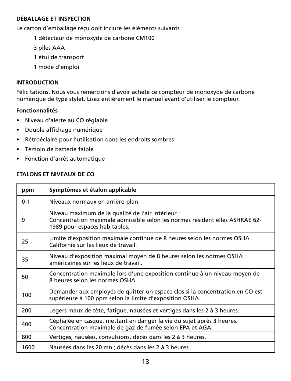 Amprobe CM100 Carbon-Monoxide-Meter User Manual | Page 14 / 50