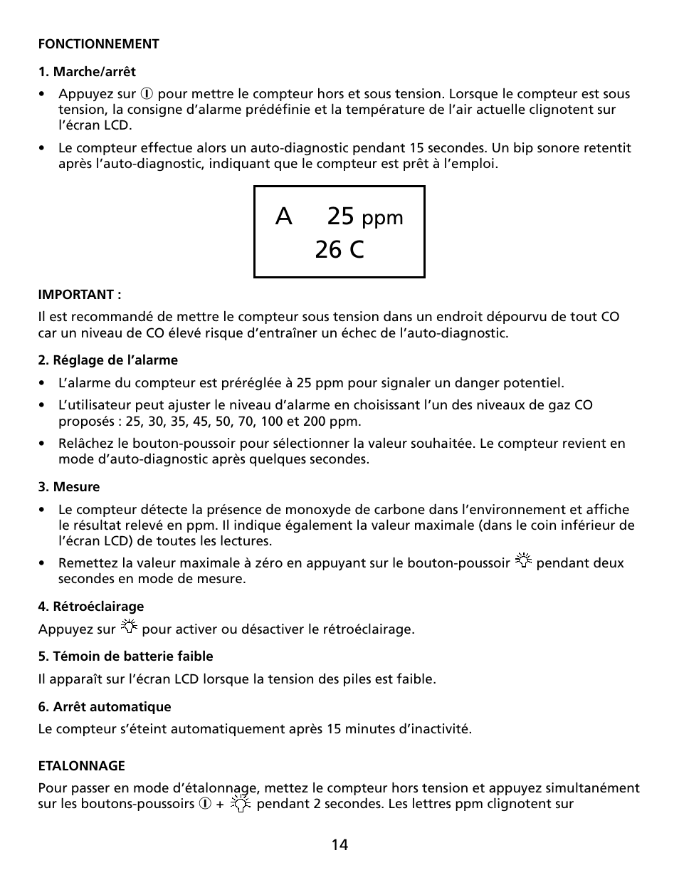 A 25, 26 c | Amprobe CM100 Carbon-Monoxide-Meter User Manual | Page 15 / 50