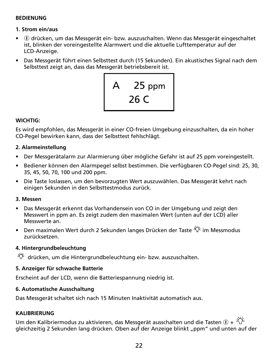 A 25, 26 c | Amprobe CM100 Carbon-Monoxide-Meter User Manual | Page 23 / 50