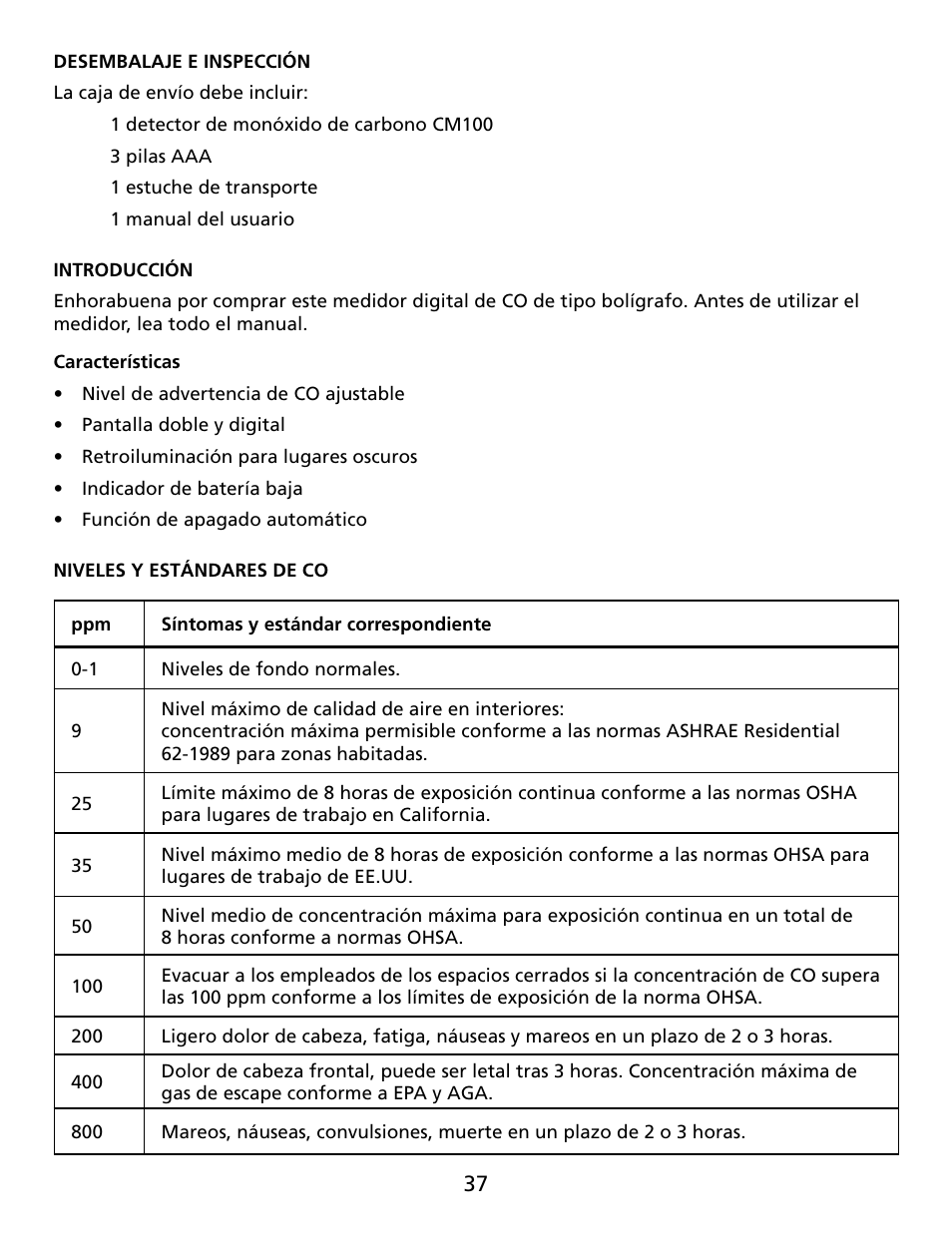 Amprobe CM100 Carbon-Monoxide-Meter User Manual | Page 38 / 50
