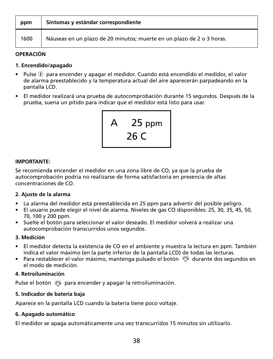 A 25, 26 c | Amprobe CM100 Carbon-Monoxide-Meter User Manual | Page 39 / 50