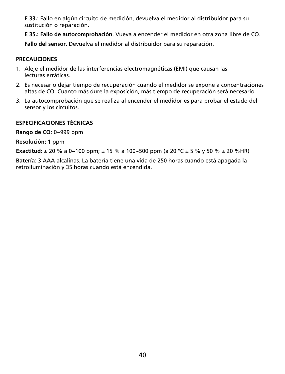 Amprobe CM100 Carbon-Monoxide-Meter User Manual | Page 41 / 50