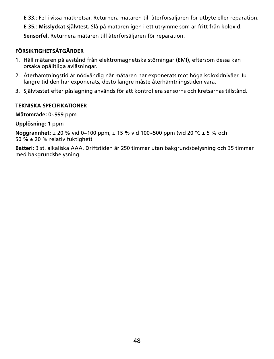 Amprobe CM100 Carbon-Monoxide-Meter User Manual | Page 49 / 50