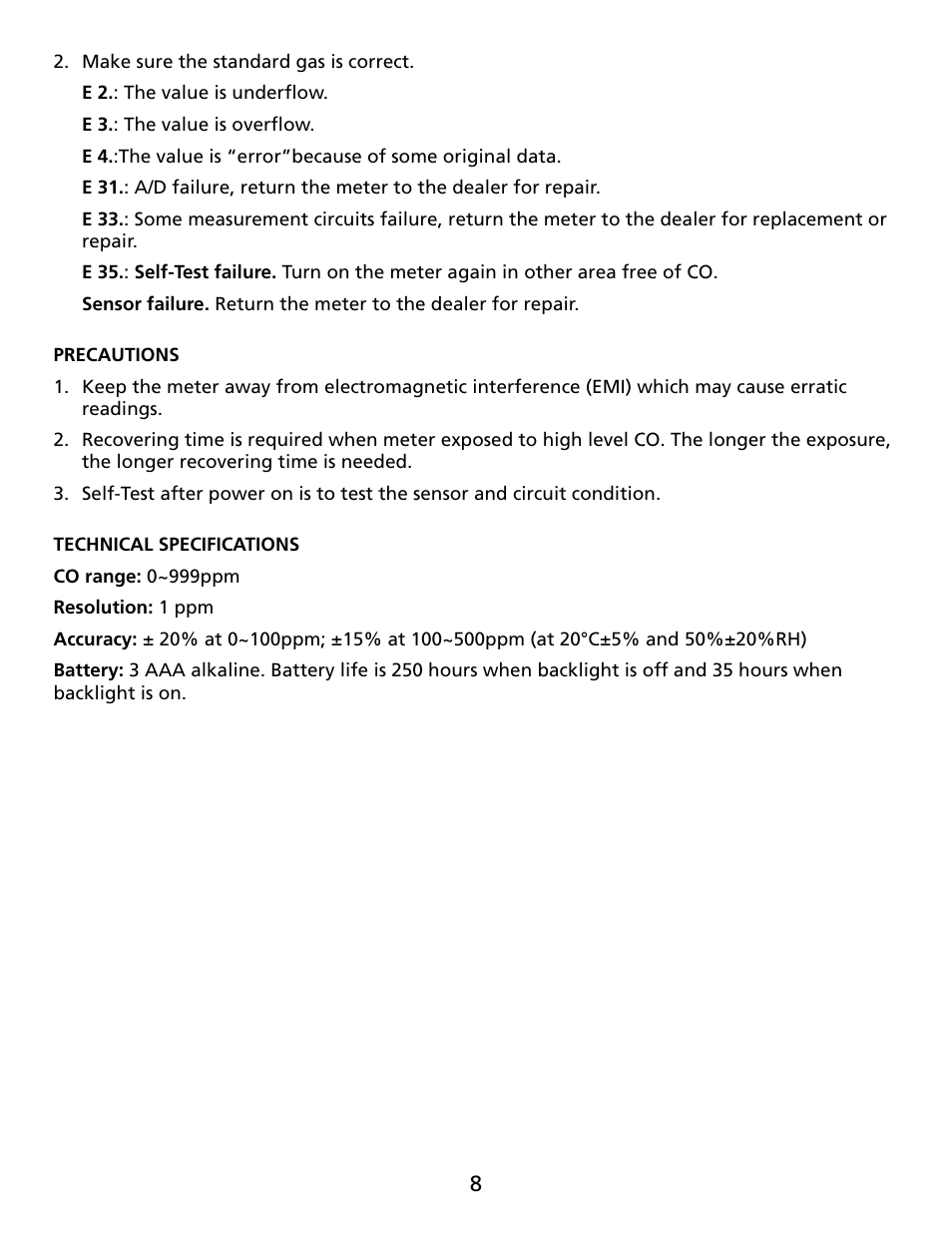 Amprobe CM100 Carbon-Monoxide-Meter User Manual | Page 9 / 50