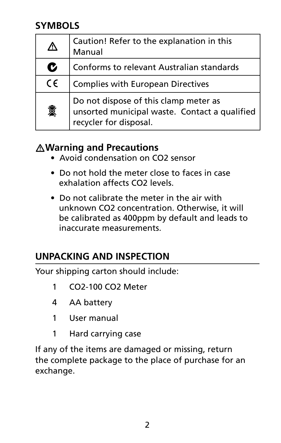 Amprobe CO2-100 CO2-Meter User Manual | Page 8 / 19