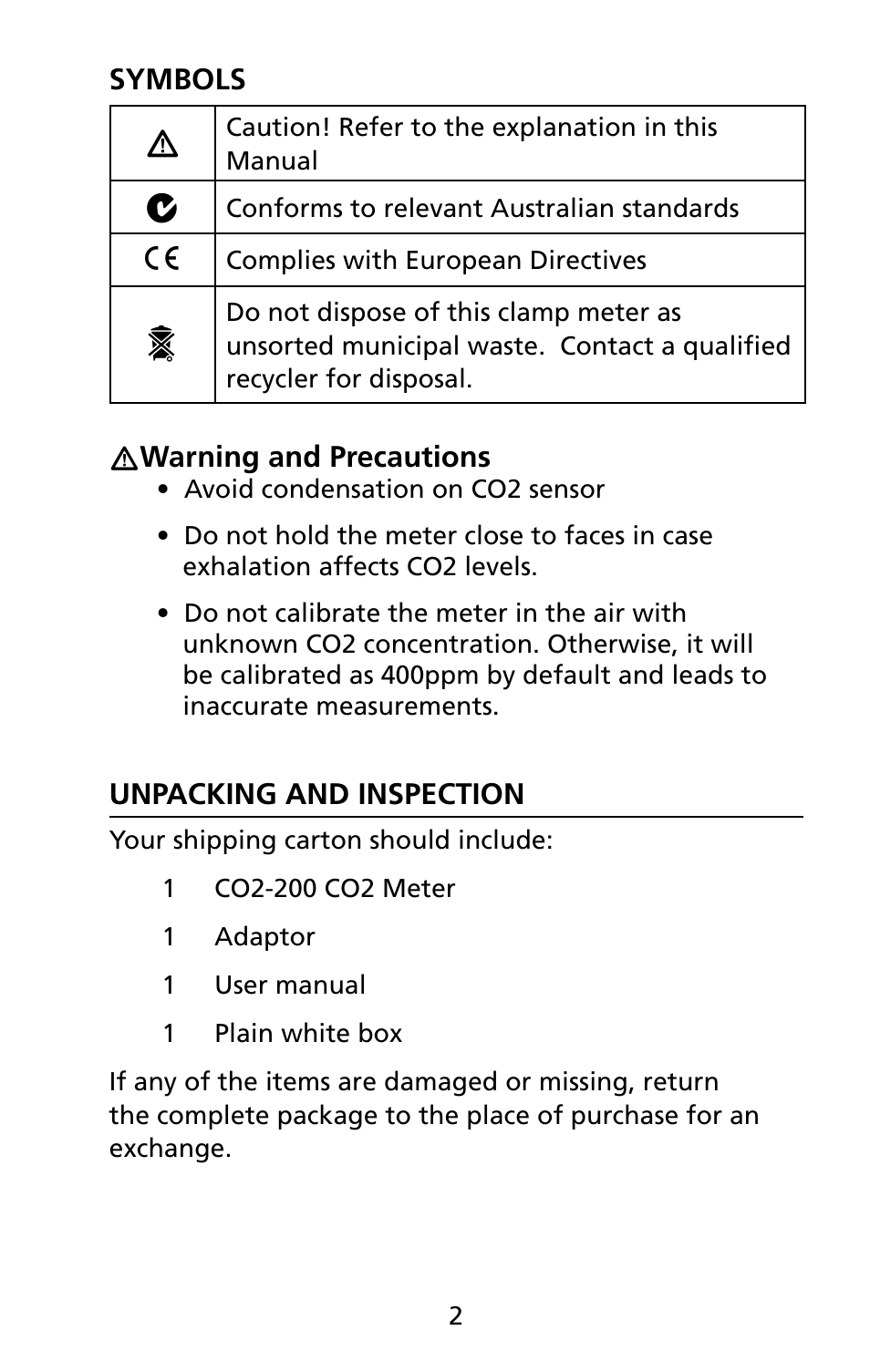 Amprobe CO2-200 CO2-Meter User Manual | Page 8 / 19