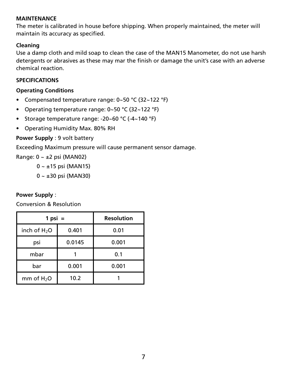 Amprobe MAN02 Manometers User Manual | Page 11 / 15