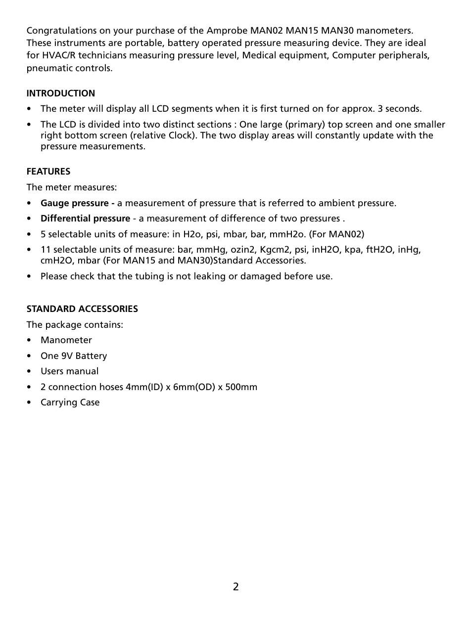 Amprobe MAN02 Manometers User Manual | Page 6 / 15