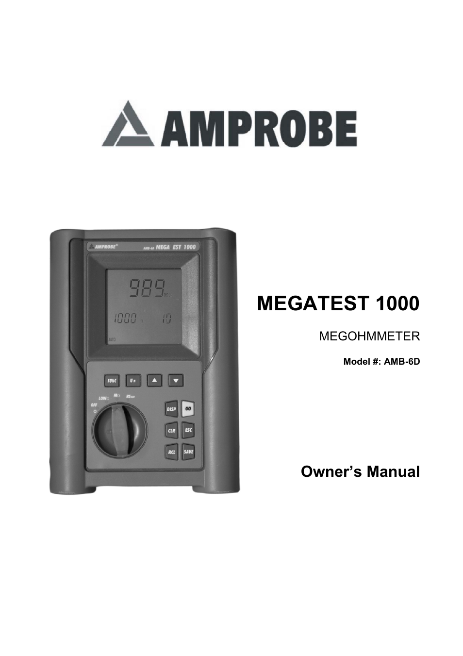 Amprobe MEGATEST-1000 Megohmmeter User Manual | 100 pages