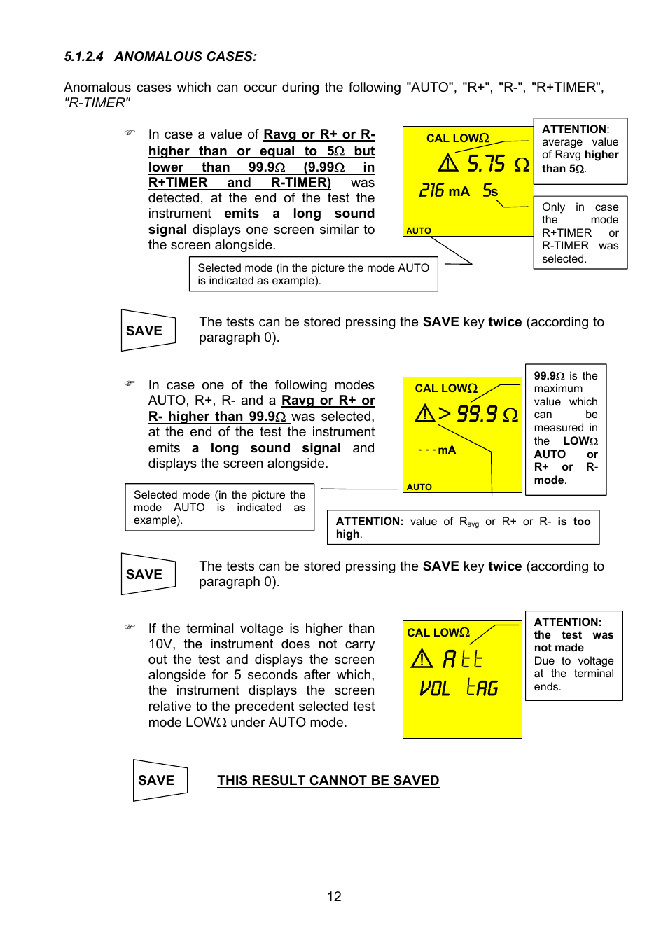 O 5.75, O> 99.9, Vol ag | Amprobe MEGATEST-1000 Megohmmeter User Manual | Page 13 / 100