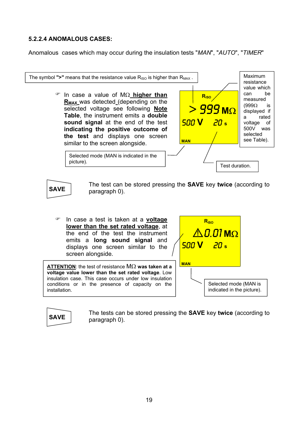 O0.01 | Amprobe MEGATEST-1000 Megohmmeter User Manual | Page 20 / 100