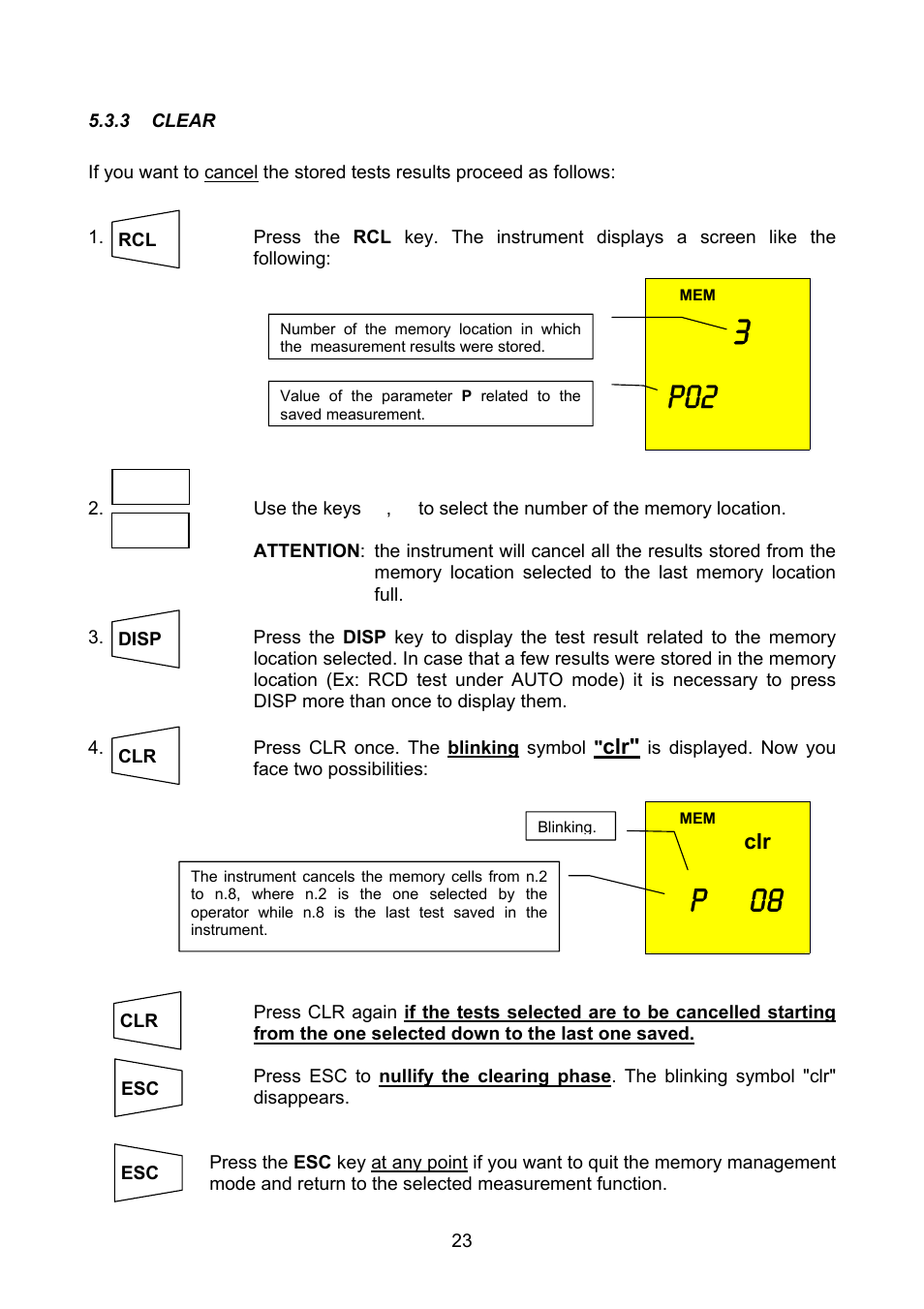 Clear, P 08 | Amprobe MEGATEST-1000 Megohmmeter User Manual | Page 24 / 100